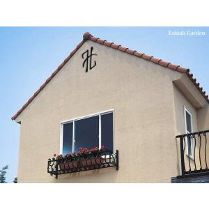 壁飾り 外壁 アイアン風 妻飾り 立体型 7型 シンボル ブラック 黒