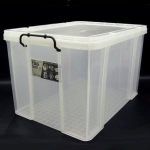 収納ボックス 収納ケース フタ付き プラスチック製 タグボックス09 透明（クリア） 約幅488×奥行685×高さ427mm 1台単位 プレート付｜andhouse