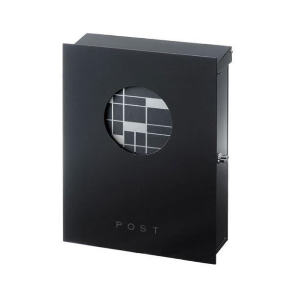 ポスト 郵便受け 壁掛け郵便ポスト デザインポスト 大型配達物対応 和の文 壁付け 窓 格子 ブラッ...