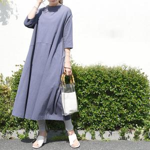 ワンピース レディース 春 夏 20代 30代 40代 五分袖 半袖 綿 コットン Aライン ロング 体型カバー ゆったり おしゃれ