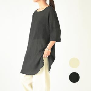 ブラウス 半袖 おしゃれ 綿 シアー 夏 チュニック