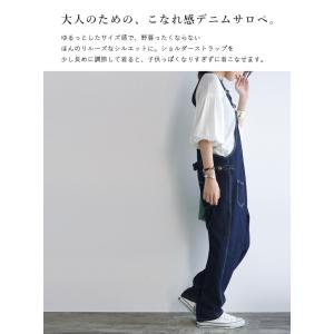 サロペット デニム オーバーオール 綿 体型カ...の詳細画像4