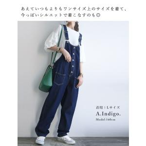 サロペット デニム オーバーオール 綿 体型カ...の詳細画像5
