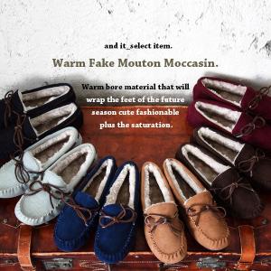 モカシン ボアシューズ ムートン 靴 ぺたんこ レディース