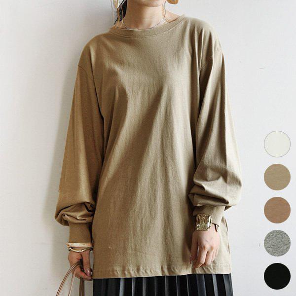 カットソー レディース 長袖 綿 秋 冬 Tシャツ ロンT トップス 黒 白 無地 コットン 大きい...