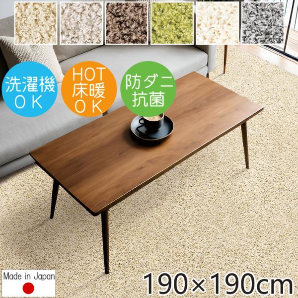 ラグマット ラグ ジャスパー 約2畳 190×190cm 抗菌 防ダニ 洗える プレーベル おしゃれ...