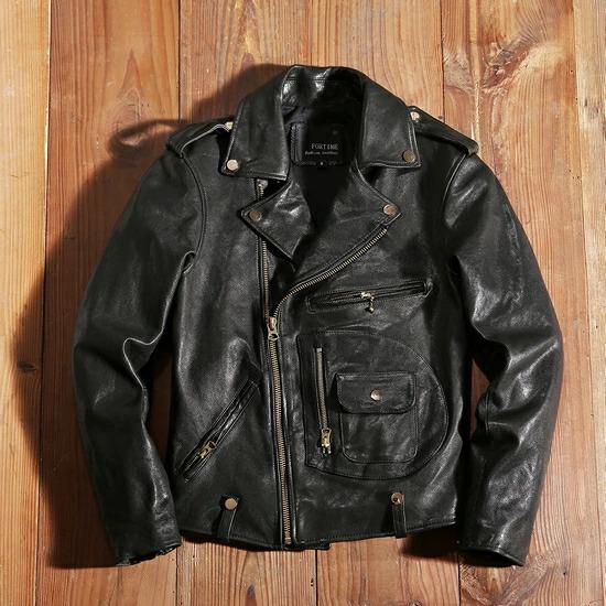 本革 メンズ レザージャケット 革ジャン シープスキン ヴィンテージ ダブルライダース ブラック
