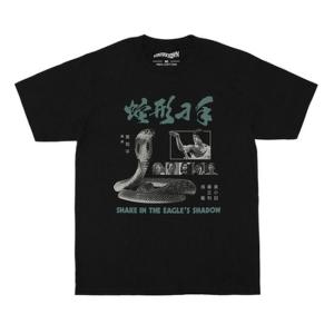 メンズ レディース 半袖Tシャツ 映画 アート Tシャツ ジャッキーチェン 蛇拳 ブラック｜andmeat