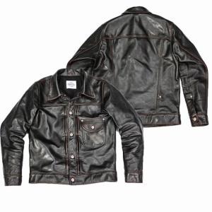 馬革レザージャケット 30's ワークコート ホースハイド 1.3mm ブラック