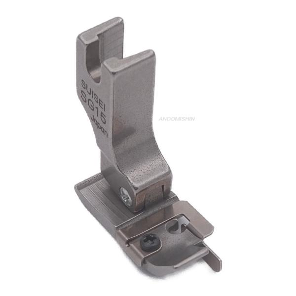 職業用ミシン・工業用ミシン用押え「スイセイ　スプリングガイド付自由押え金（右）1.5ミリ」