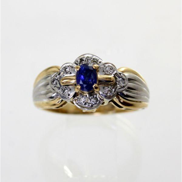 ◎中古美品◎１８金，プラチナ　サファイア　0.49ｃｔ　ダイヤ　0.08ｃｔ　リング　11号