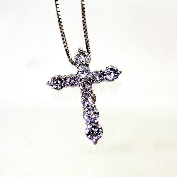 ◎中古美品◎プラチナ　ダイヤ　1.04ct　クロスペンダント付ネックレス