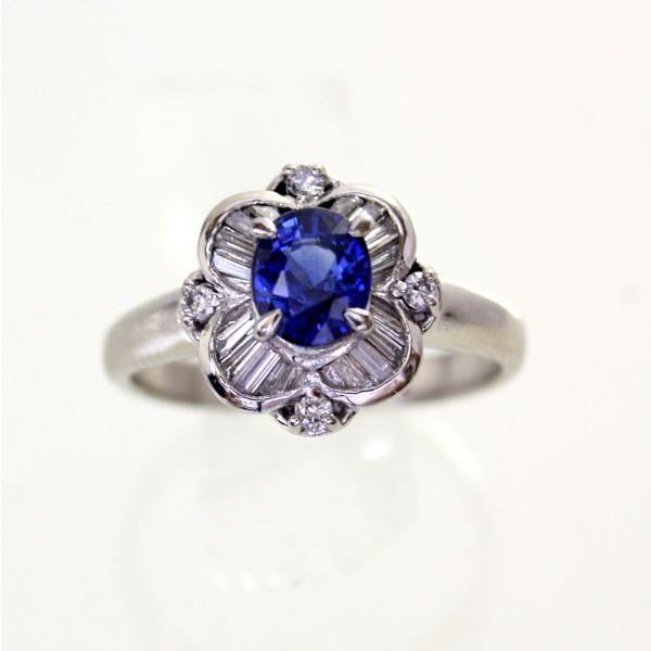 ◎中古美品◎プラチナ　サファイア　0.94ct　ダイヤ　0.30ｃｔ　リング　13号