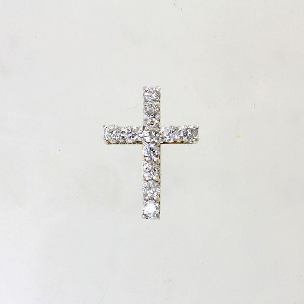 ◎中古美品◎１８金WG　ダイヤ　0.15ct　クロス　ペンダント