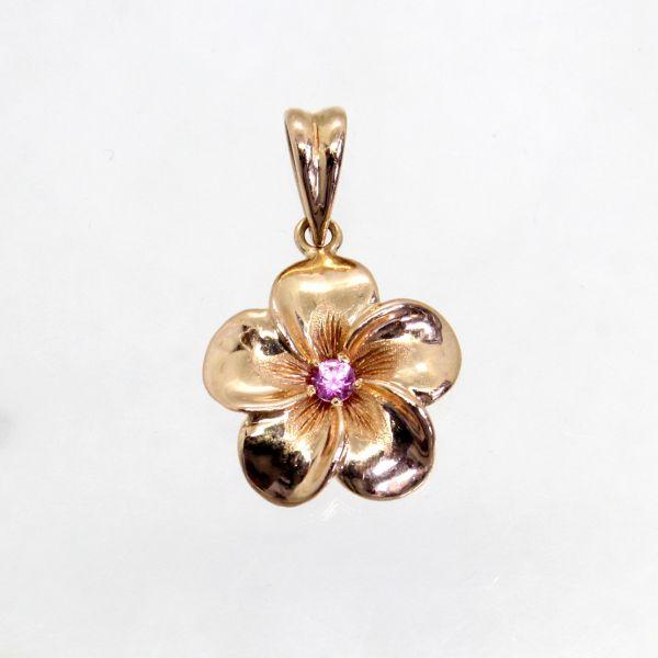 ◎中古美品◎１４金PG　プルメリアデザイン　ハワイアンジュエリー　ペンダント