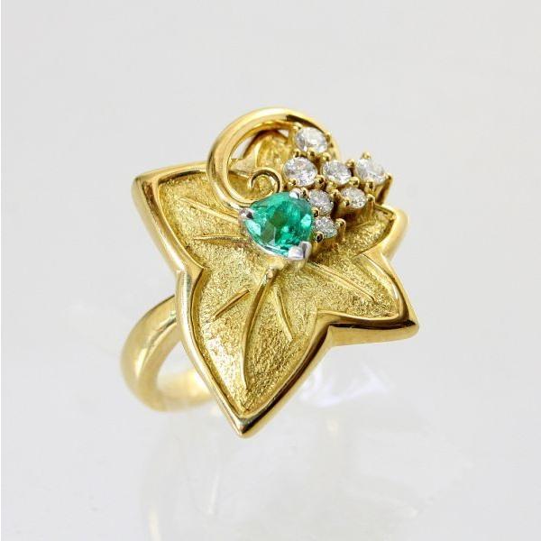 ◎中古美品◎１８金　エメラルド　0.37ｃｔ　ダイヤ　0.25ct　リング　7号