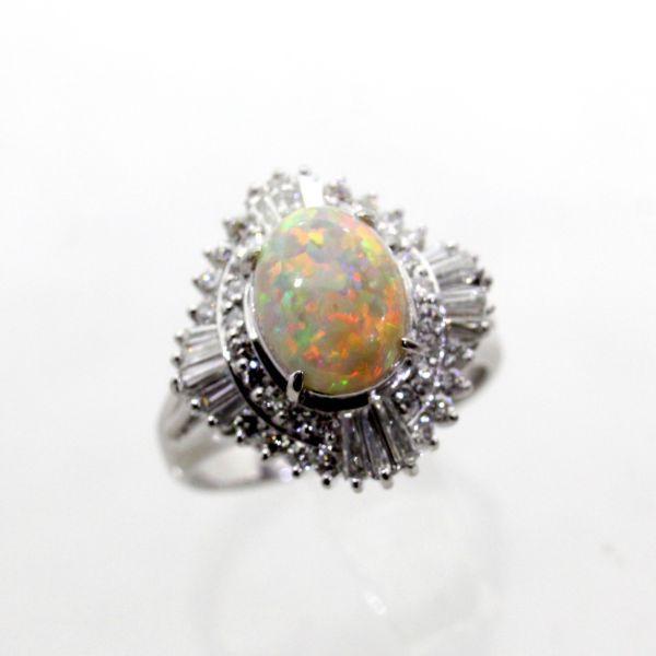 ◎中古美品◎プラチナ　オパール　1.34ct　ダイヤ　0.735ｃｔ　リング 　9号