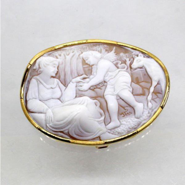 ◎中古美品◎１８金枠　シェルカメオ　ブローチ兼ペンダント