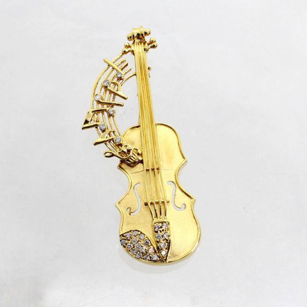 ◎中古美品◎１８金　ダイヤ　0.29ct　ヴァイオリンデザイン　ブローチ