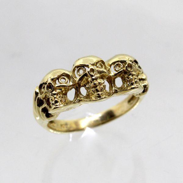 ◎中古美品◎１０金　スカルデザイン　メンズリング　16.5号