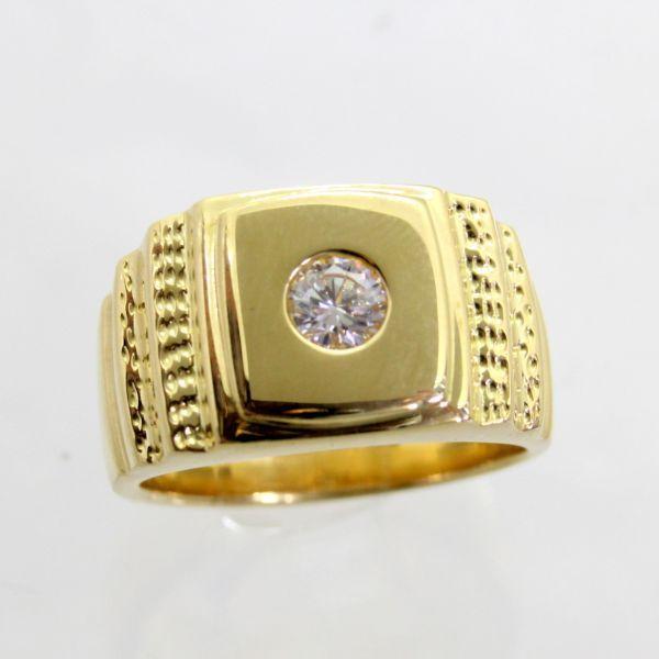 ◎中古美品◎１８金　ダイヤ　0.358ｃｔ　メンズリング　17号