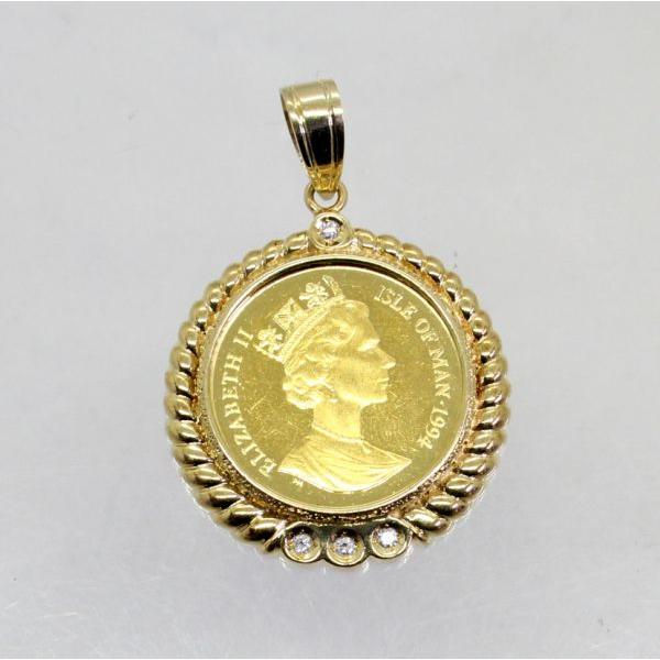 ◎中古美品◎１８金枠　ダイヤ　0.07ct　5分の1オンス　純金コイン　ペンダント
