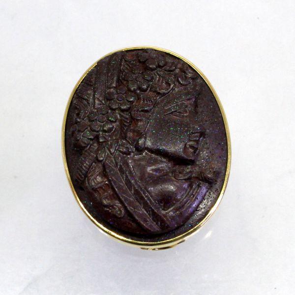 ◎中古美品◎１８金枠　母岩オパールカメオ　ブローチ兼ペンダント