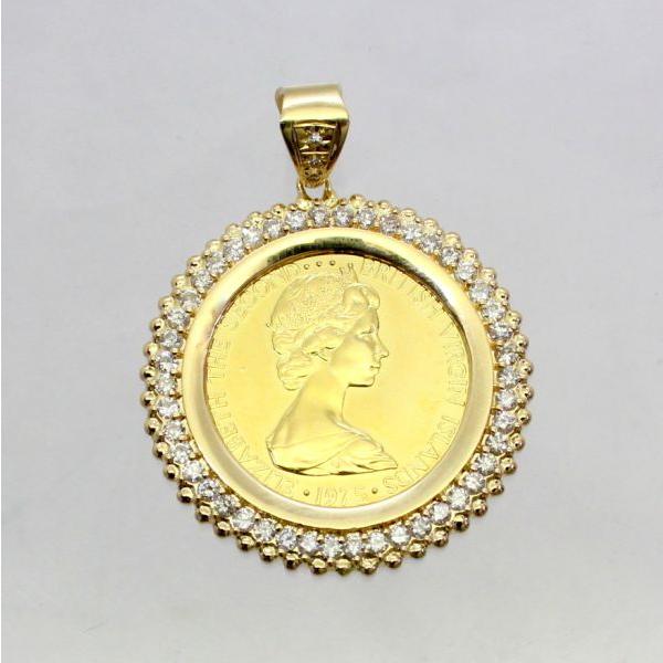 ◎中古美品◎１８金枠　ダイヤ　1.37ct　5分の1オンス　コイン　ペンダント