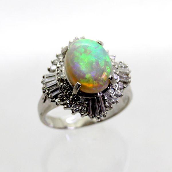 ◎中古美品◎プラチナ　オパール　2.705ct　ダイヤ　0.84ct　リング　12号