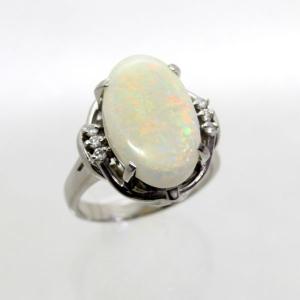 オパール 1.19ct ダイヤモンド 0.4ct プラチナ Pt900 ヘイローデザイン 