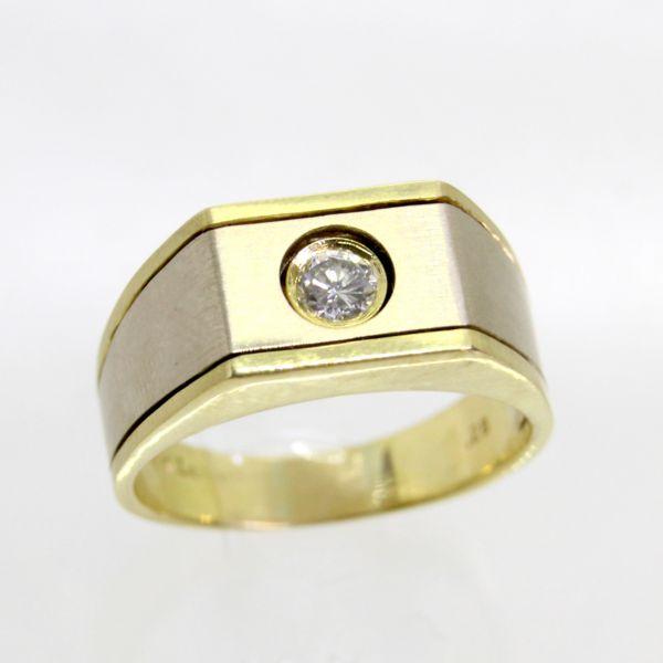 ◎中古美品◎１８金YG,WG　ダイヤ　0.28ct　メンズリング 　20.5号
