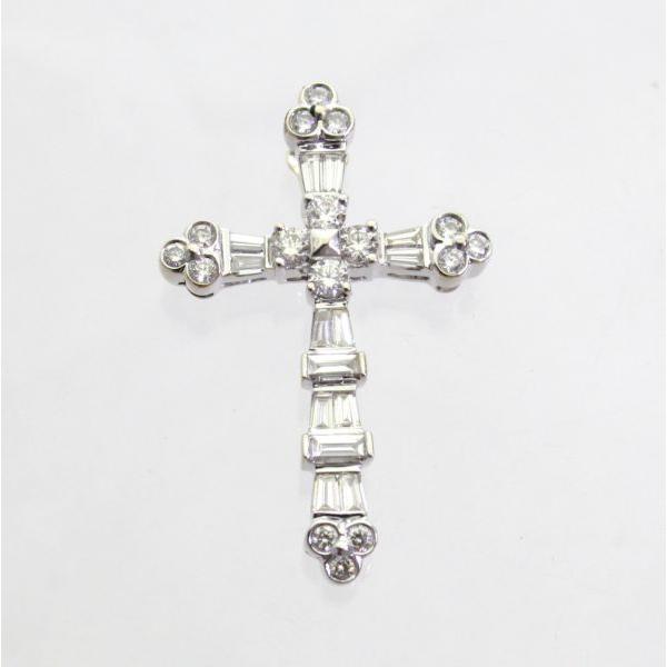 ◎中古美品◎１８金ＷＧ　ダイヤ　1.13ｃｔ　クロスペンダント