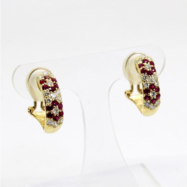 ◎中古美品◎１８金　ルビー　0.67ｃｔ　ダイヤ　0.60ｃｔ　ピアス