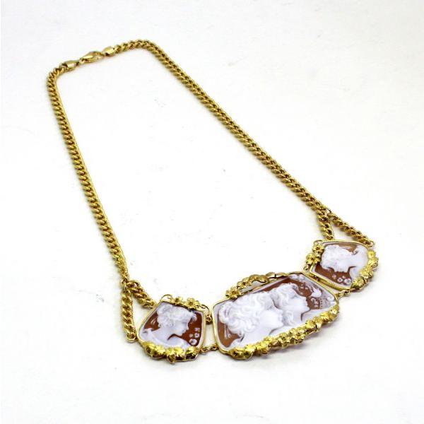 ◎中古美品◎１８金　シェルカメオ　ネックレス