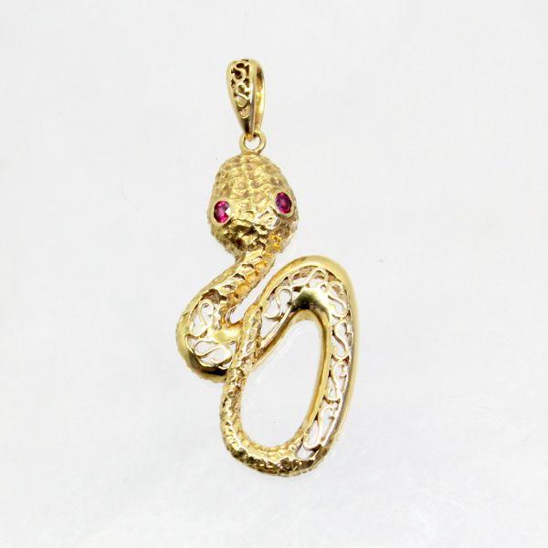 ◎中古美品◎１８金　ルビー　スネークデザイン　ペンダント