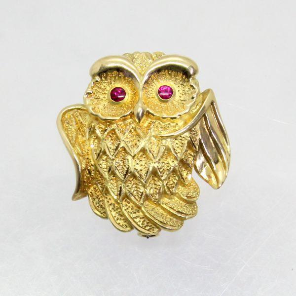 ◎中古美品◎１８金　ルビー　0.10ct　フクロウデザイン　ブローチ兼ペンダント