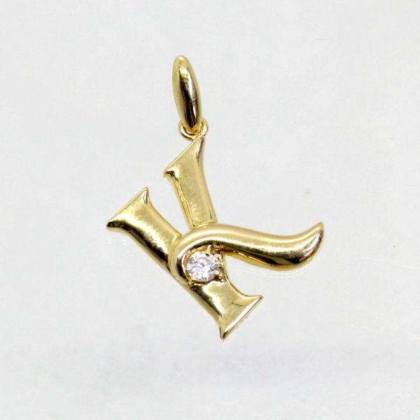 ◎中古美品◎VERITE　１８金　イニシャル　Ｋ　ダイヤ　0.12ct　ペンダント