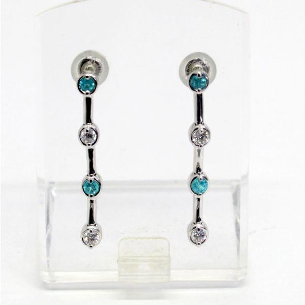 ◎中古美品◎１８金WG　パライバトルマリン　計0.20ｃｔ　ダイヤ　計0.16ct　ピアス