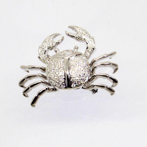◎中古美品◎１８金ＷＧ　ダイヤ　0.80ｃｔ　蟹デザイン　ブローチ兼ペンダント