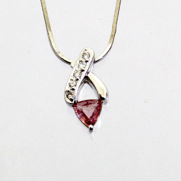 ◎中古美品◎プラチナ　パパラチアサファイア　0.332ｃｔ　ダイヤ　ペンダント付ネックレス