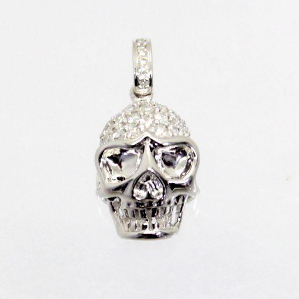 ◎中古美品◎１８金ＷＧ　ダイヤ　0.62ｃｔ　スカルデザイン　ペンダント