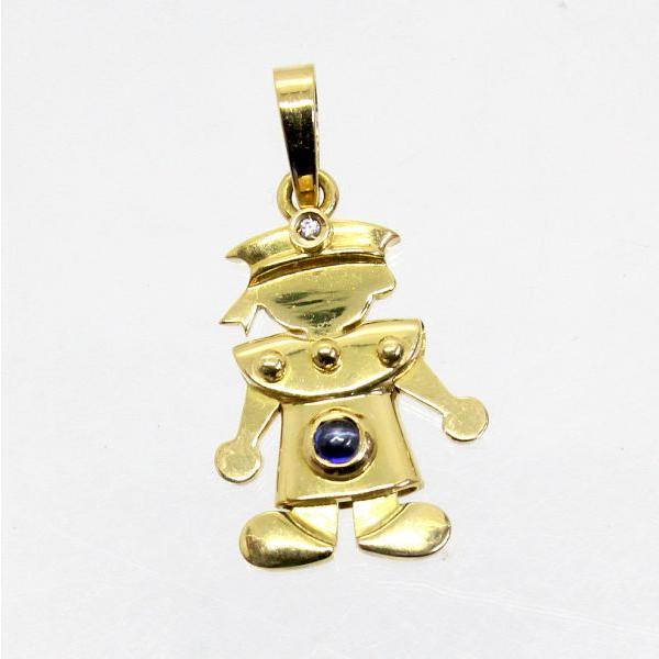 ◎中古美品◎１８金　サファイア＆ダイヤ　船乗りデザイン　ペンダント