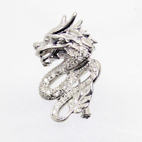 ◎中古美品◎１８金ＷＧ　ダイヤ　0.50ｃｔ　龍デザイン　ブローチ兼ペンダント