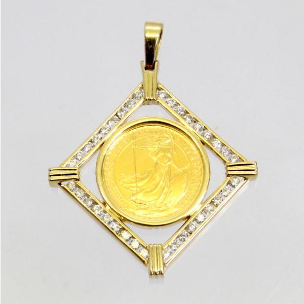◎中古美品◎１８金枠　ダイヤ　10分の1オンス　純金コイン　ペンダント