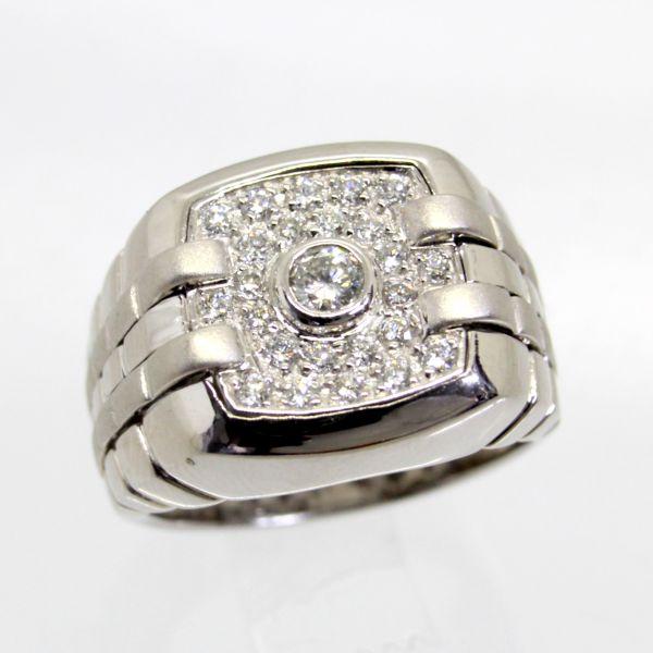 ◎中古美品◎１８金ＷＧ　ダイヤ　メンズリング 　17号