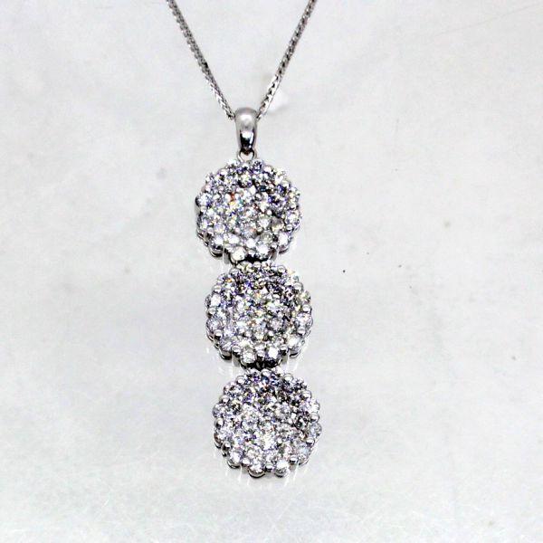 ◎中古美品◎１８金ＷＧ　ダイヤ　3.00ｃｔ　ペンダント付ネックレス