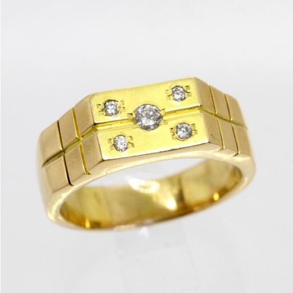 ◎中古美品◎１８金　ダイヤ　0.184ｃｔ　メンズリング　22号