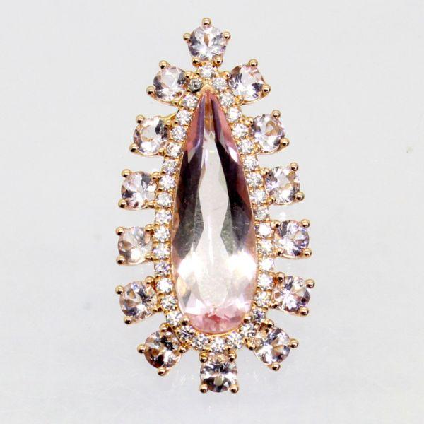 ◎中古美品◎１８金ＰＧ　モルガナイト　4.80ｃｔ　1.99ｃｔ　ダイヤ　0.43ｃｔ　ペンダント