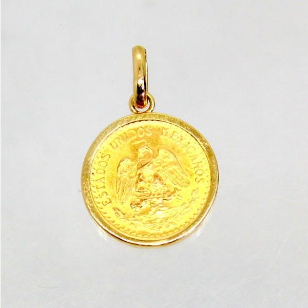◎中古美品◎１８金枠　メキシココイン　ペンダント