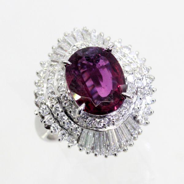 ◎中古美品◎プラチナ　パープルサファイア　2.57ct　ダイヤ　1.60ｃｔ　リング　11号
